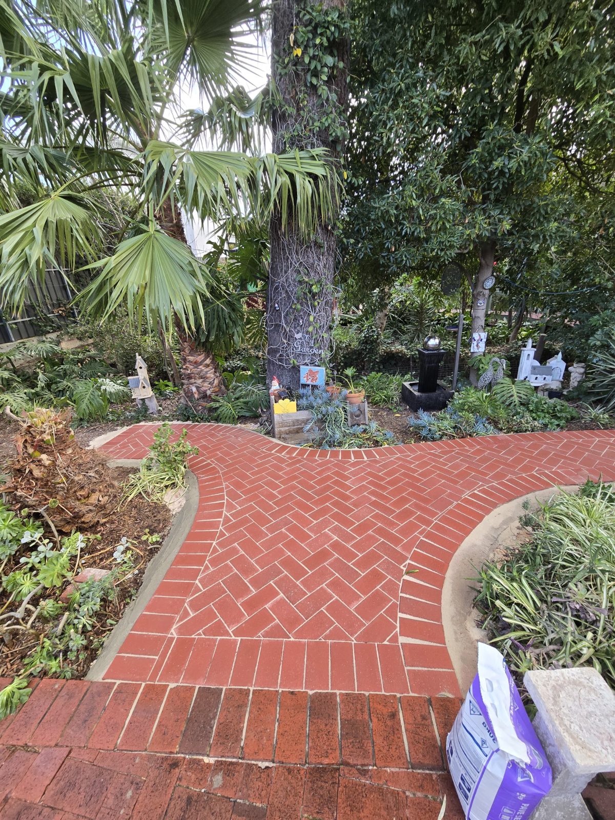 Herringbone path, re-laid — real AOI job